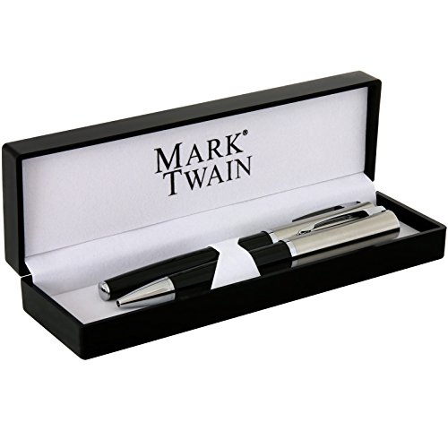 Schreibset Chrissy MAXX Mark Twain Metall mit Gravur Namen Kugelschreiber und Rollerball von Druckspezialist