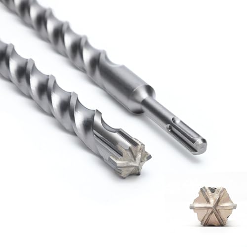 SDS Plus Bohrer 22mm x 310mm mit 6-Hartmetall Schneiden, Betonbohrer Ideal zum Bohren in Stein,Naturstein,Beton,Ziegelmauerbetonbohrer von Drupixol