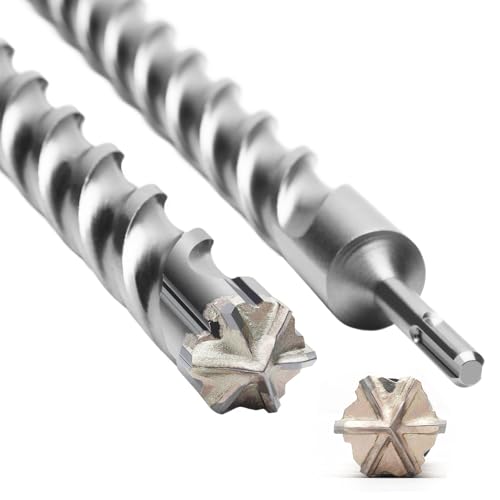 SDS Plus Bohrer 35mm x 600mm mit 6-Hartmetall Schneiden, Betonbohrer Ideal zum Bohren in Stein,Naturstein,Beton,Ziegelmauerbetonbohrer von Drupixol