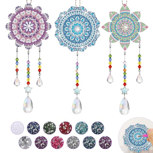 Geschenke für Mädchen 5 6 7 8 9 10 11 12 Jahre Geschenkideen Bastelset Kinder Diamond Painting Mandala Kinder Spielzeug Mädchen Sonnenfänger Kristalle zum Aufhängen Windspiel für Home Dekor von Druuzyl