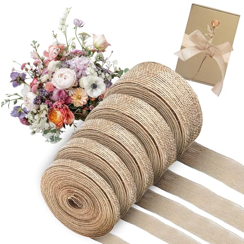 Juteband 5 Rollen Jute Band Burlap Band Vintage Sackleinen Geschenkband Hessisches Stoffband Weihnachtsband für DIY Handwerk Jahrestag Deko Hochzeit Party Basteln 1/2/2,5/3/3,8 cm Breite Juteband 5 Rollen Jute Band Burlap Band Vintage Sackleinen Geschenkband Hessisches Stoffband Weihnachtsband für DIY Handwerk Jahrestag Deko Hochzeit Party Basteln 1/2/2,5/3/3,8 cm Breite von Druuzyl