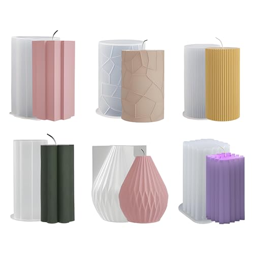 Kerzenform Silikon Kit 6 Stück Kerzenformen zum Gießen Set 3D DIY Kerzen Formen Silikon Gießform Formen zum Gießen für Weihnachten Seife Duftkerzen als Heimdekorationen Bastel von Druuzyl