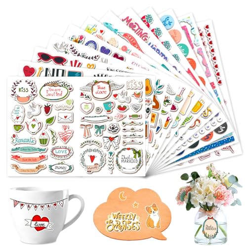 Sticker Hochzeit Gästebuch 12 Blatt Vintage Hochzeit Aufkleber für Gästebuch oder Fotoalbum mit viel Liebe 610 Sticker Love Stickers für Scrapbook oder Bullet Journal Wedding Deko mit Herz von Druuzyl
