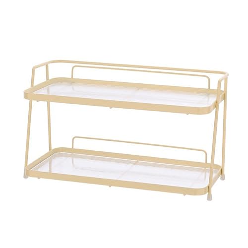 Dsacxixai Etagere Rangement, 2 Tier de Comptoir Etagere de Bureau pour la Cuisine epices, Bureau et Maison (Cream Yellow) von Dsacxixai