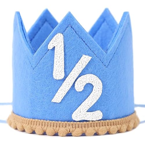 Dszemie Halber Geburtstag Hut Blau Baby 1/2 Geburtstag Hüte Halbe Geburtstag Party Krone Klassischer 1/2 Geburtstag Hut für sechs Monate Feier für Baby Mädchen oder Junge Glitzer Krone Hüte für 6 Dszemie Halber Geburtstag Hut Blau Baby 1/2 Geburtstag Hüte Halbe Geburtstag Party Krone Klassischer 1/2 Geburtstag Hut für sechs Monate Feier für Baby Mädchen oder Junge Glitzer Krone Hüte für 6 von Dszemie