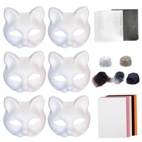Dtaigou Tiermasken-Bastelset | 18-teiliges Set, lustige Kunsthandwerk – Blanko-Katzen-Masken-Set, Tierkostüm-Zubehör für Basteln, Party, Halloween Dtaigou Tiermasken-Bastelset | 18-teiliges Set, lustige Kunsthandwerk – Blanko-Katzen-Masken-Set, Tierkostüm-Zubehör für Basteln, Party, Halloween von Dtaigou
