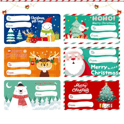 Weihnachtsetiketten Aufkleber, Weihnachtsname Geschenketikett, farbiges Dekorations-Tag, Kleber 60-Blatt-Aufkleber ， für vorliegende Karten von Dtaigou