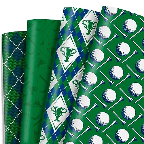 Dtiafu Golf-Geschenkpapier für Männer, Jungen, Mädchen, 8 Blatt, grünes, elegantes Geschenkpapier mit 4 Golfmeister-Karomustern für Geburtstag, vorgeschnittenes und flaches Design (50,8 x 68,6 cm pro Dtiafu Golf-Geschenkpapier für Männer, Jungen, Mädchen, 8 Blatt, grünes, elegantes Geschenkpapier mit 4 Golfmeister-Karomustern für Geburtstag, vorgeschnittenes und flaches Design (50,8 x 68,6 cm pro von Dtiafu
