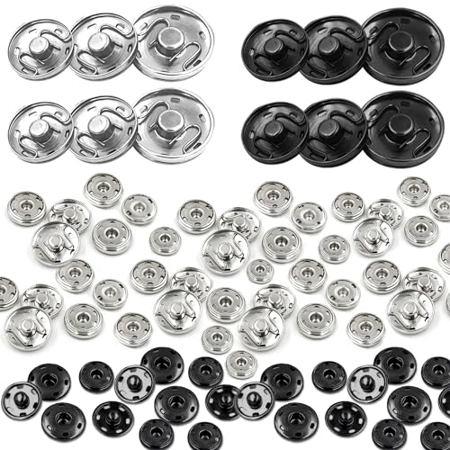 Dtoterul Metall Druckknöpfe 120 Stück, Schwarz Silber, Purse Closures, 10mm, 12.5mm, 15mm Dtoterul Metall Druckknöpfe 120 Stück, Schwarz Silber, Purse Closures, 10mm, 12.5mm, 15mm von Dtoterul