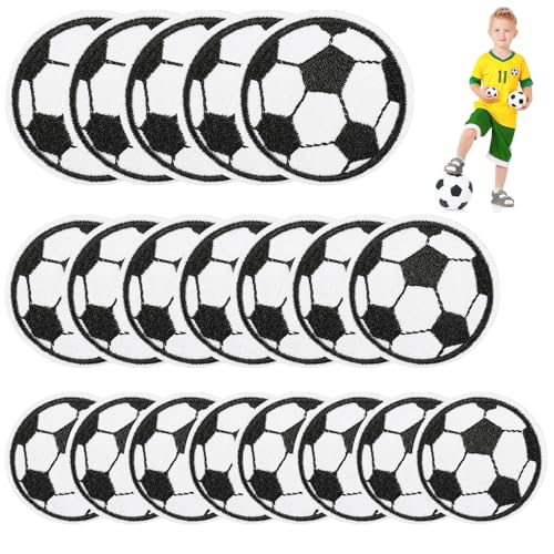 Dtoterul Fußball Stickereien Aufnäher 20 Stück Aufnäher Fussball Applikation Fußball zum Aufbügeln Bügelbilder Fußball Aufnäher Aufnähen Patches Aufnäher für Jeans Rucksäcke Schals Socken (3 Größen) von Dtoterul