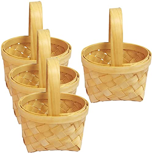 Dtoterul Kleiner Weidenkorb mit Henkel 4 Stück Blumenkorb Streukorb Blumenkorb Rattankorb Blumenkorb Hochzeit Präsentkorb Hochzeit Süßigkeiten Snack Rattan Korb Dekokorb für Hochzeitszeremonie von Dtoterul