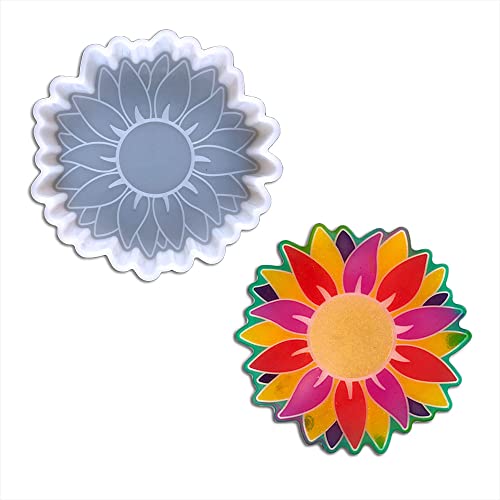 Duawenki Runde Knospe Sonnenblumenform Auto Freshie Silikonform für die Herstellung von Seife Aroma Perlen Auto Freshie, Anhänger, Kerze, Harz von Duawenki