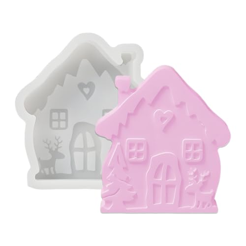 Duawenki SantaHut/Hausform Silikonform für die Herstellung von Seife, Aromaperlen, Auto, Fresh, Anhänger, Kerzen, Harz, Zement, Gips, dekorative Ornamente (9,4 x 8,7 x 2,2 cm) von Duawenki