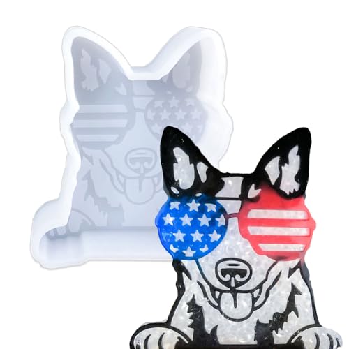 Duawenki Silikonform für Hunde mit Brille, für die Herstellung von Seife, Aromaperlen, Auto, Freshie, Kerzenanhänger, Harz von Duawenki
