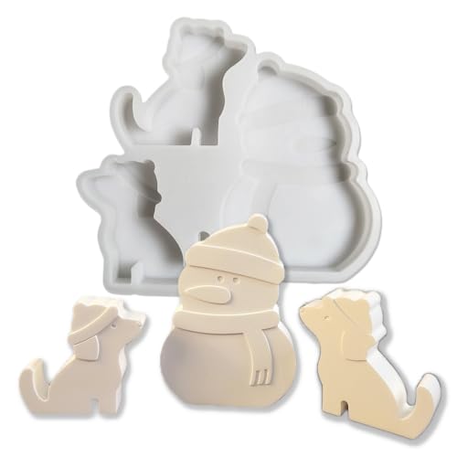 Duawenki Silikonform in Schneemann- und Hundeform für die Herstellung von Seife, Aromaperlen, Auto, Anhänger, Kerze, Harz von Duawenki