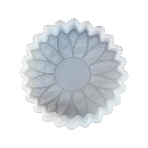 Duawenki Silikonform mit Sonnenblumen mit Nationalflaggenmuster, für Seife, Aromaperlen, Auto, Fresh, Anhänger, Kerze, Harz, Zement, Gips, dekorative Ornamente (10,6 x 10,6 x 2,7 cm) von Duawenki