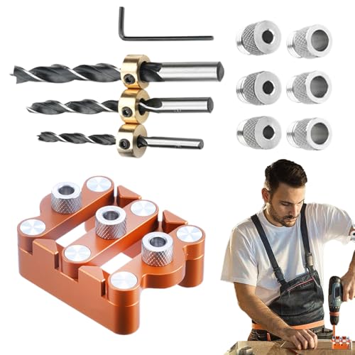 Dubbulon Holzbohr Führung - Holzplatten Verbinder Gerät Präzise Lochstanzer - Handbohrer Zentrier Dübelung Vorrichtung Multifunktion Werkzeug für Erwachsene Anfänger von Dubbulon