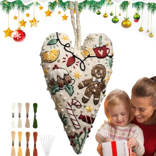 Dubbulon Stickerei-Set Herz Weihnachtsornament, Stick-Set, Vollständiges Kunsthandwerk Set für Erwachsene Jugendliche Senioren Gruppenaktivität Wanddekoration Reisen Dubbulon Stickerei-Set Herz Weihnachtsornament, Stick-Set, Vollständiges Kunsthandwerk Set für Erwachsene Jugendliche Senioren Gruppenaktivität Wanddekoration Reisen von Dubbulon