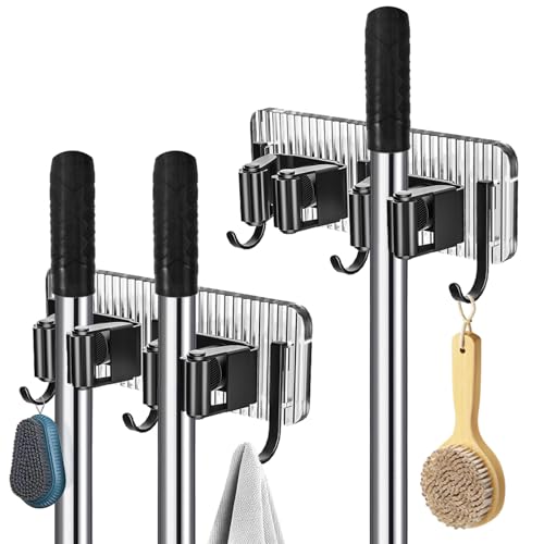 Dubest 2 Stück Besenhalterung Wand Selbstklebend, Gartengerätehalter Wandhalterung Besen mit 4 Halter und 6 Haken Besenhalter Werkzeughalter Mop Organizer für Küche Badezimmer Balkon Garage Garten Dubest 2 Stück Besenhalterung Wand Selbstklebend, Gartengerätehalter Wandhalterung Besen mit 4 Halter und 6 Haken Besenhalter Werkzeughalter Mop Organizer für Küche Badezimmer Balkon Garage Garten von Dubest