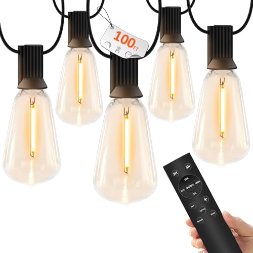 Lichterkette Außen mit Fernbedienung - 30M / 100FT Lichterkette Dimmbar 37+2 LED ST38 Birnen, 3 Modus und Timmer Funktion, Wetterfest Lichterkette Strom für Terrasse Garten Partys Balkon Hochzeit Lichterkette Außen mit Fernbedienung - 30M / 100FT Lichterkette Dimmbar 37+2 LED ST38 Birnen, 3 Modus und Timmer Funktion, Wetterfest Lichterkette Strom für Terrasse Garten Partys Balkon Hochzeit von Dubistda