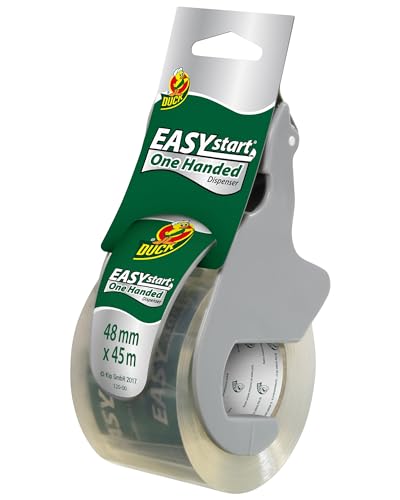 Duck Tape Easy Start Packband Transparent 48 mm x 45 m - Klebeband Transparent mit Klebebandabroller - ideal für Umzug & zum Verpacken von Kartons von Duck