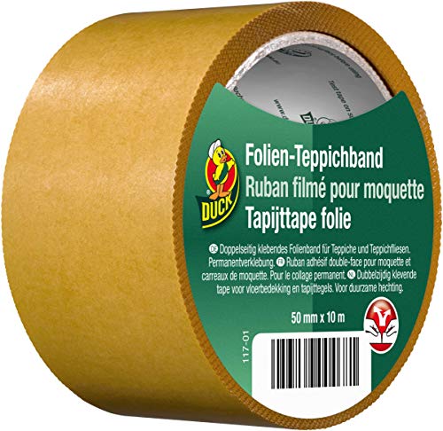 Duck Folien Teppichband - doppelseitiges Klebeband für permanente Verklebung von Teppich 50mmx10m von Duck