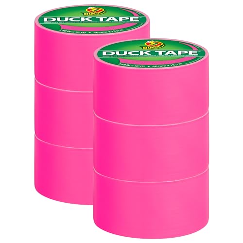 Duck Tape Gewebe-Klebeband, einfarbig, Neonrosa, 48 mm x 13,7 m, 6 Stück von Duck