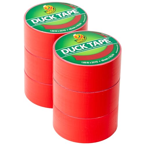 Duck Tape Gewebe-Klebeband, einfarbig, Rot, 48 mm x 18,2 m, 6 Stück von Duck