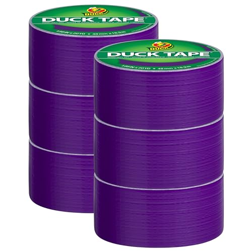 Duck Tape Gewebe-Klebeband, einfarbig, Violett, 48 mm x 18,2 m, 6 Stück von Duck