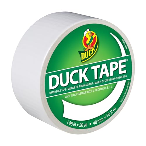 Duck Tape Gewebe-Klebeband, einfarbig, Weiß Reparieren, Basteln, Personalisieren, Dekorieren und als Lernmaterial, 48 mm x 18,2 m. von Duck