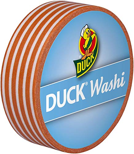 Duck Washi Band - extra dünnes Klebeband zum verpacken und dekorieren Orange Stripes, 15 mm x 10 m von Duck