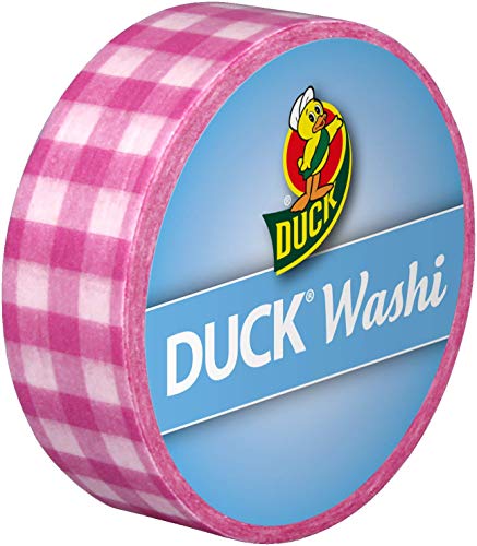 Duck Washi Band - extra dünnes Klebeband zum verpacken und dekorieren Pink Check, 15 mm x 10 m von Duck