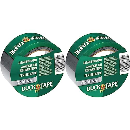 Duck TAPE 106-03 Original Gewebeband – Selbstklebendes Klebeband mit wasserdichter Oberfläche – Panzertape extra stark für innen & außen – 50mm x 25m - Silber (Packung mit 2) von Duck