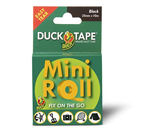 Duck Tape Mini-Rolle, Gaffer- und Rohr-Klebeband, schwarz, hochfest, wasserdicht, Textil-Reparaturband, 25 mm x 10 m von Duck