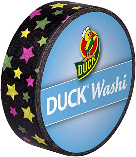 Duck Washi Band - extra dünnes Klebeband zum verpacken und dekorieren Neon Stars, 15 mm x 10 m von Duck