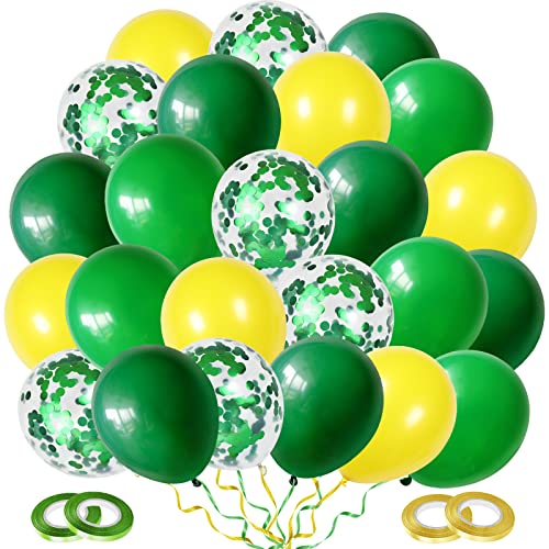 Dudu Cream Luftballons Grün Set, 60pcs 12 Zoll Grün Gelb Luftballons und Grün Konfetti Ballons Helium Ballons für Urwald Party Geburtstag, Babyparties, Hochzeiten und Taufen von Dudu Cream