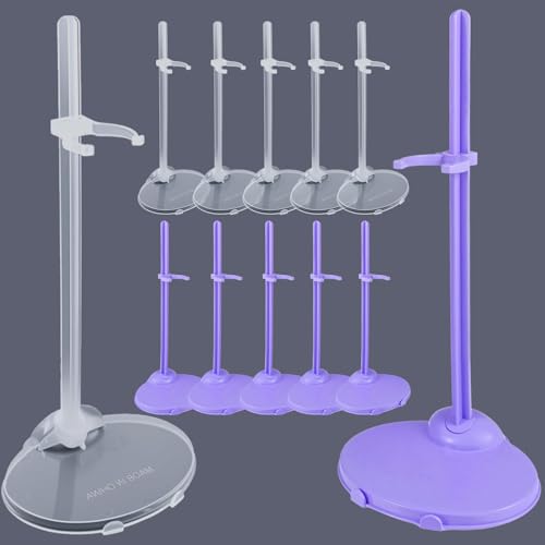 DueHoppee Puppenständer Set, 12 Stück, höhenverstellbar, lila und transparent, Präsentationsständer für Actionfiguren DueHoppee Puppenständer Set, 12 Stück, höhenverstellbar, lila und transparent, Präsentationsständer für Actionfiguren von DueHoppee