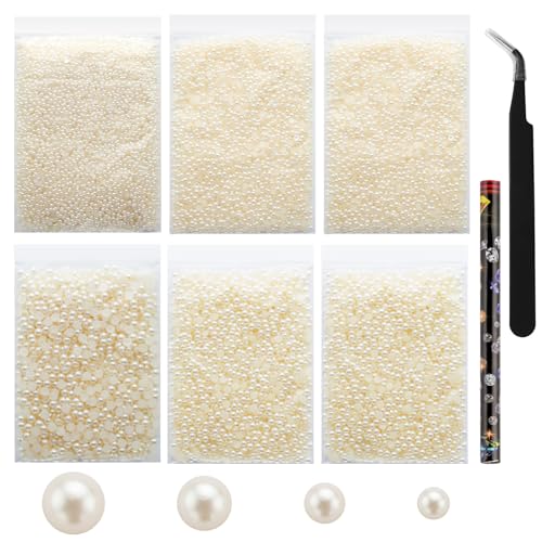 Duflash 20.000 Stück beige Perlen mit flacher Rückseite, verschiedene Größen, 3 mm, 4 mm, 5 mm, 6 mm, elfenbeinfarben, flache Rückseite, große Menge, runde Perlen für Gesichts-Make-up, Basteln Duflash 20.000 Stück beige Perlen mit flacher Rückseite, verschiedene Größen, 3 mm, 4 mm, 5 mm, 6 mm, elfenbeinfarben, flache Rückseite, große Menge, runde Perlen für Gesichts-Make-up, Basteln von Duflash