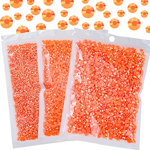 Duflash Strasssteine aus Kunstharz, flache Rückseite, 3 mm, 4 mm, 5 mm, Jelly-Harz, nicht Hotfix, für Bastelarbeiten, DIY, Becher, Kleidung, Make-up, Nagelkunst, Orange, 25000 Stück von Duflash