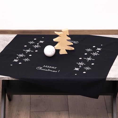 Duftin Stickset Vorgedruckt - Tischdecke 72x72 cm MERRY CHRISTMAS - DIY Bastelset Erwachsene zum Sticken MIT Stickvorlage & Sticknadel und Stickgarn von Duftin