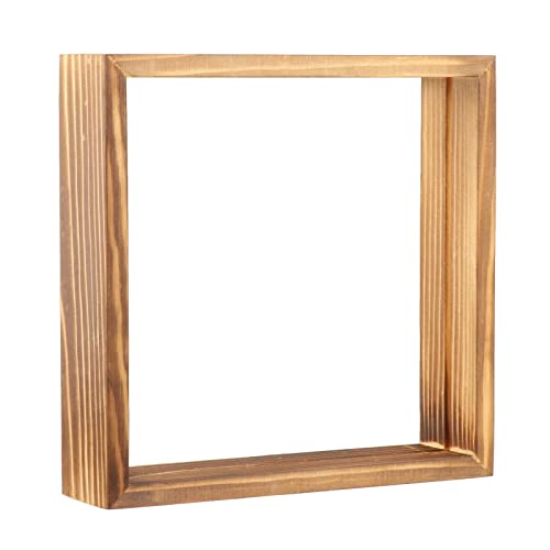 Duiaynke Bilderrahmen für Bilder, Fotos, Holz, Vintage, doppelseitig, Glas-Kunstwerk, getrocknete Pflanzenblätter, DIY-Papierschnitt, Bildhalter (15,7 x 15,7 cm) von Duiaynke