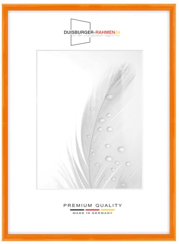Holz Bilderrahmen Schmal 24 x 34 cm in Orange Hochglanz | inkl. bruchsicherer Anti-Reflex Kunstglasscheibe | Rahmen für Poster | Puzzle | Foto collage DR121 von Duisburger-Rahmen24