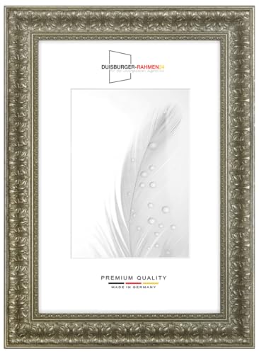 Massiv Holz Bilderrahmen Vintage Retro 10 x 15 cm in Alt-Silber Barock | inkl. bruchsicherer Anti-Reflex Kunstglasscheibe | Rahmen für Poster | Puzzle | Foto collage DR095 von Duisburger-Rahmen24