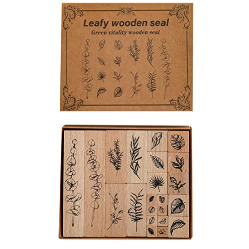 22 Stück Holz Stempel, Stempelset Gummi, Stempel aus Holz mit Natur Pflanzen Blumen Motive, Dekorative Stempel für die Herstellung von Karten, Kunsthandwerk, Geschenken und DIY Scrapbooking von Lulullaby