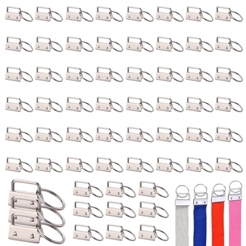 Dulynva 60 Stück Schlüsselband Rohlinge 26mm Klemmverschluss Anhänger Klemmschließeanhänger aus Metall Schlüsselanhänger Hardware Armband mit Schlüsselring für DIY Handarbeit Lanyard Stoff (Silber) von Dulynva