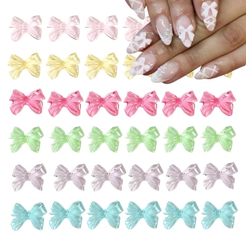 60 Stück Glas-Nagelkunst-Charms mit farbiger Schleife, 3D, für Acrylnägel, Strass-Zubehör und Dekorationen für Frauen 60 Stück Glas-Nagelkunst-Charms mit farbiger Schleife, 3D, für Acrylnägel, Strass-Zubehör und Dekorationen für Frauen von Dulyork