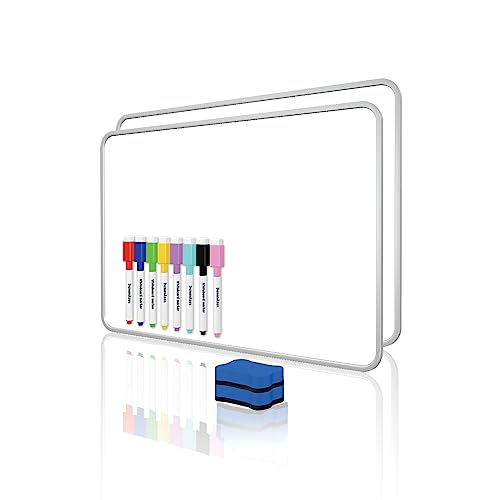 DumanAsen Whiteboard, 2 Stück trocken abwischbar doppelseitig Memotafel – inkl. 8 Marker und 2 Whiteboard Schwamm, 30cm x 21cm (30cm x 21cm, Gray) von DumanAsen
