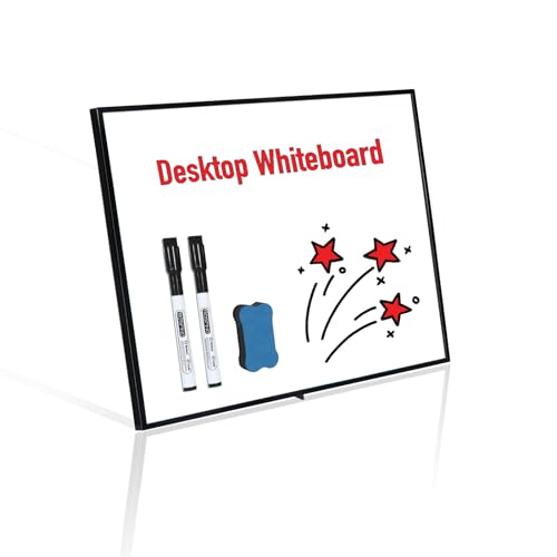 DumanAsen Whiteboard trocken abwischbar mit Ständer, Kleines magnetisches Desktop-Whiteboard, mit 2 Stift und 1 Radiergummi, tragbares Whiteboard für Schule, Zuhause, Büro von DumanAsen