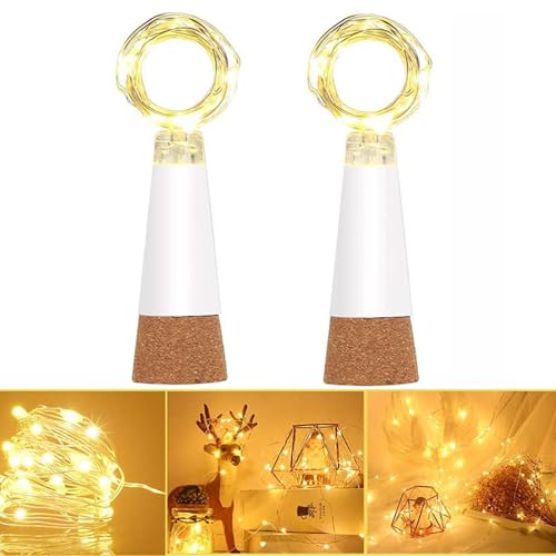 Dumcuw USB wiederaufladbare Flaschenlichter mit Korken, 15 LED Warmweiß Kupfer Lichterkette, wasserdicht – Party, Hochzeit & DIY Deko von Dumcuw