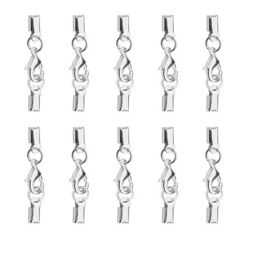 10 Stück Edelstahl Kettenverschlüsse für Armbänder und Halsketten, Schmuckverschluss mit Karabinerverschluss, Silber, Ideal für DIY Schmuckherstellung und Reparaturen von Dumhuts